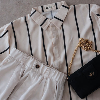 (PRE-ORDER) Blair Striped Shirt in Beige Noir