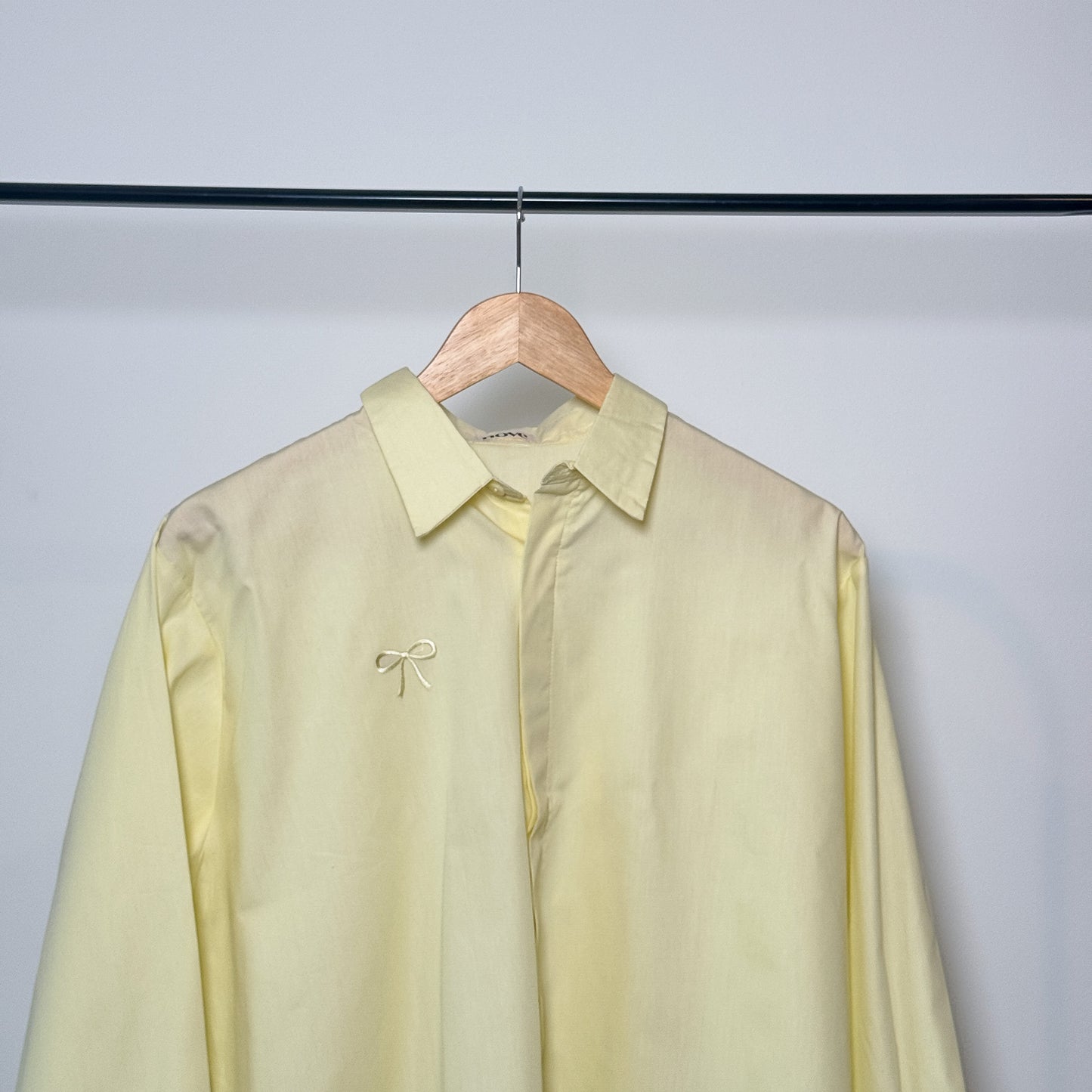 Celeste Bow Shirt in Soft Yellow