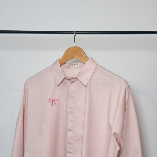 Celeste Bow Shirt in Blush Pink