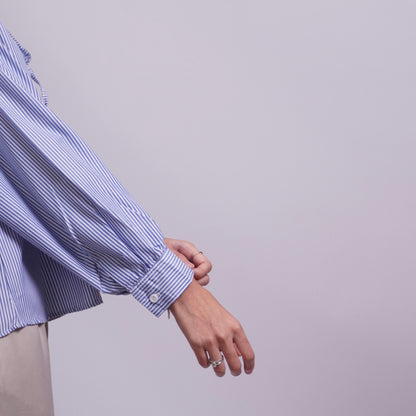 Sophie Bow Blouse in Fresh Blue Stripes