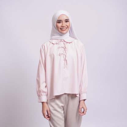 Sophie Bow Blouse in Chic Pink Stripes