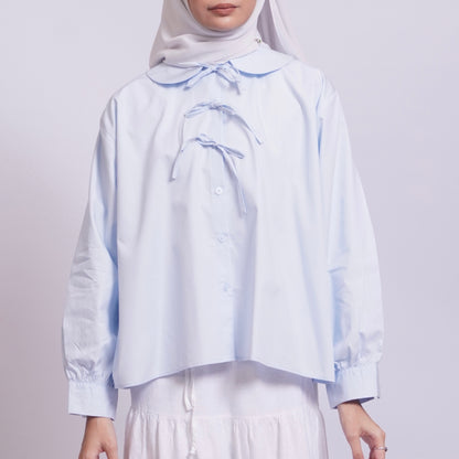 Sophie Bow Blouse in Pretty Blue